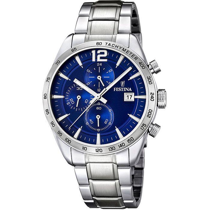 Montre - Festina - F16759/3 - Chronographe - Acier - Étanche 5 Atm - Cadran Bleu