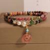 Women Rainbow Tourmaline Bracelet, Safety Buckle Design, Sweet Style Travel Gift