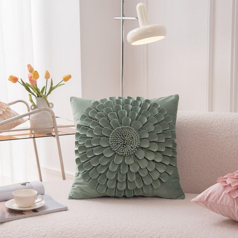 Luxury 3D Flower Plush Pillow Cover Soft Short Velvet Decorative Cushion Case for Sofa Home Party Decoration Cushion Cover