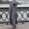 QICED Fashion Autumn Winter O-Neck Long Sleeve Solid Color Print Casual Dresses