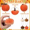 Indoor Autumn Harvest Decoration Velvet Pumpkin Hanging Decor, Fall Ornaments with Caramel And Orange Decor Jute Rope, Thanksgiving Halloween