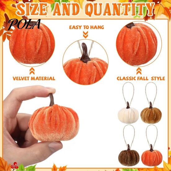 Indoor Autumn Harvest Decoration Velvet Pumpkin Hanging Decor, Fall Ornaments with Caramel And Orange Decor Jute Rope, Thanksgiving Halloween