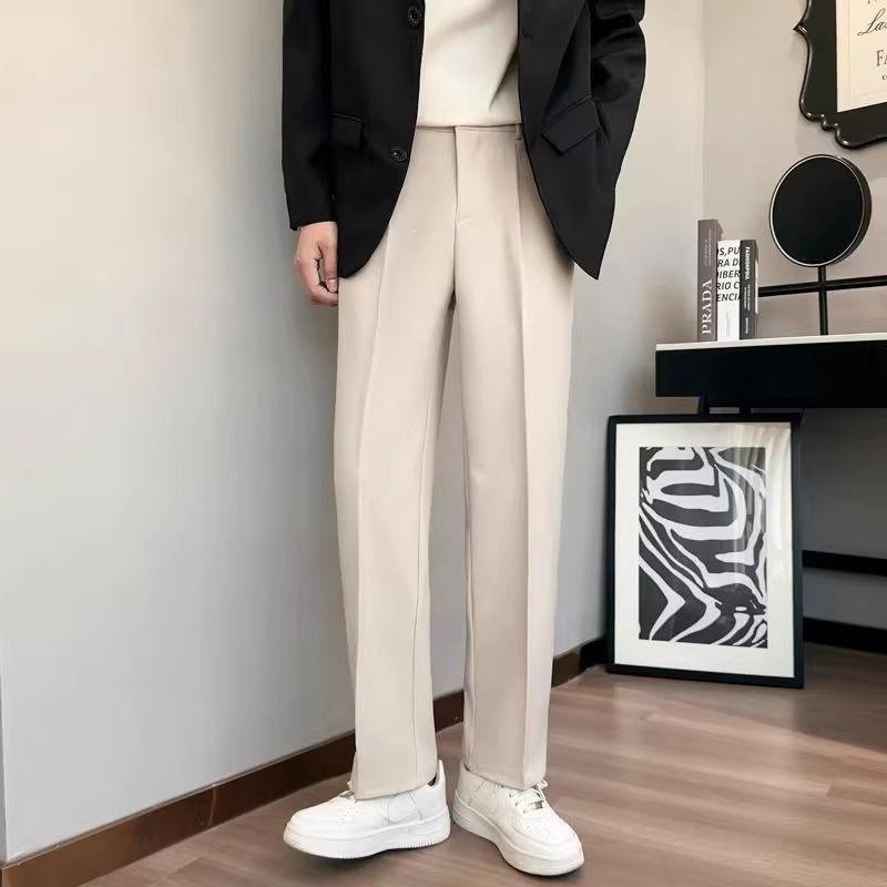 Spring and Autumn New Trousers Men's High-end Drape Loose Straight Trousers Business Anti-wrinkle Non-ironing Casual Suit Pants
