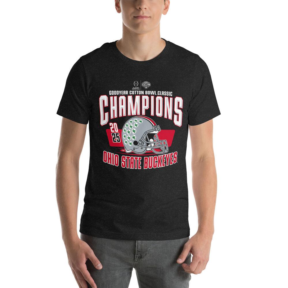 Хлопковая футболка Ohio State Buckeyes Чемпионы Cotton Bowl 2025 CFP Черная 4XL