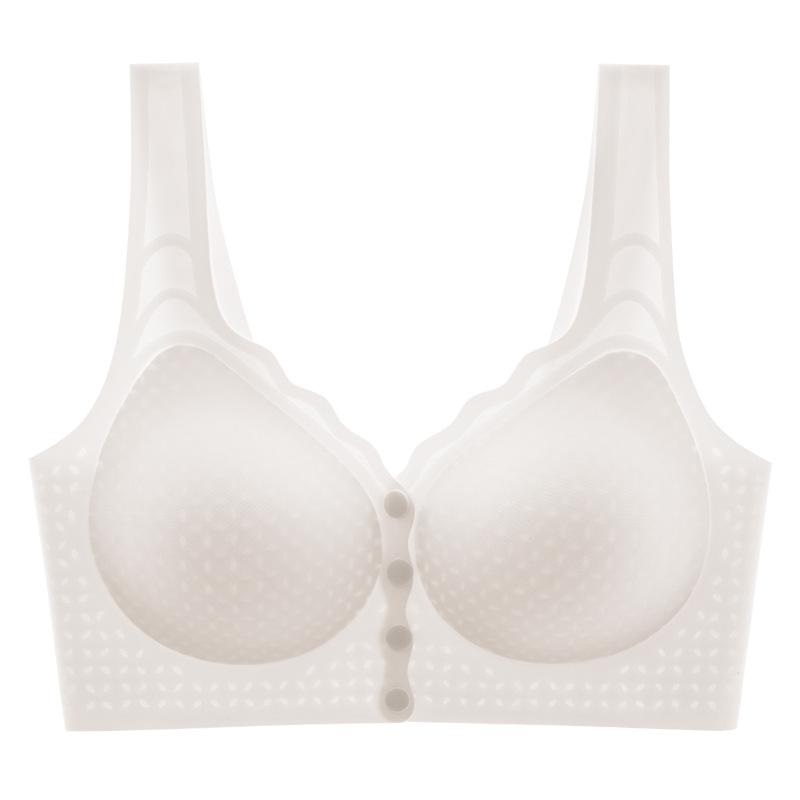 Full cup front buckle bra without steel ring large size middle-aged and elderly bra comfortable and breathable sleep