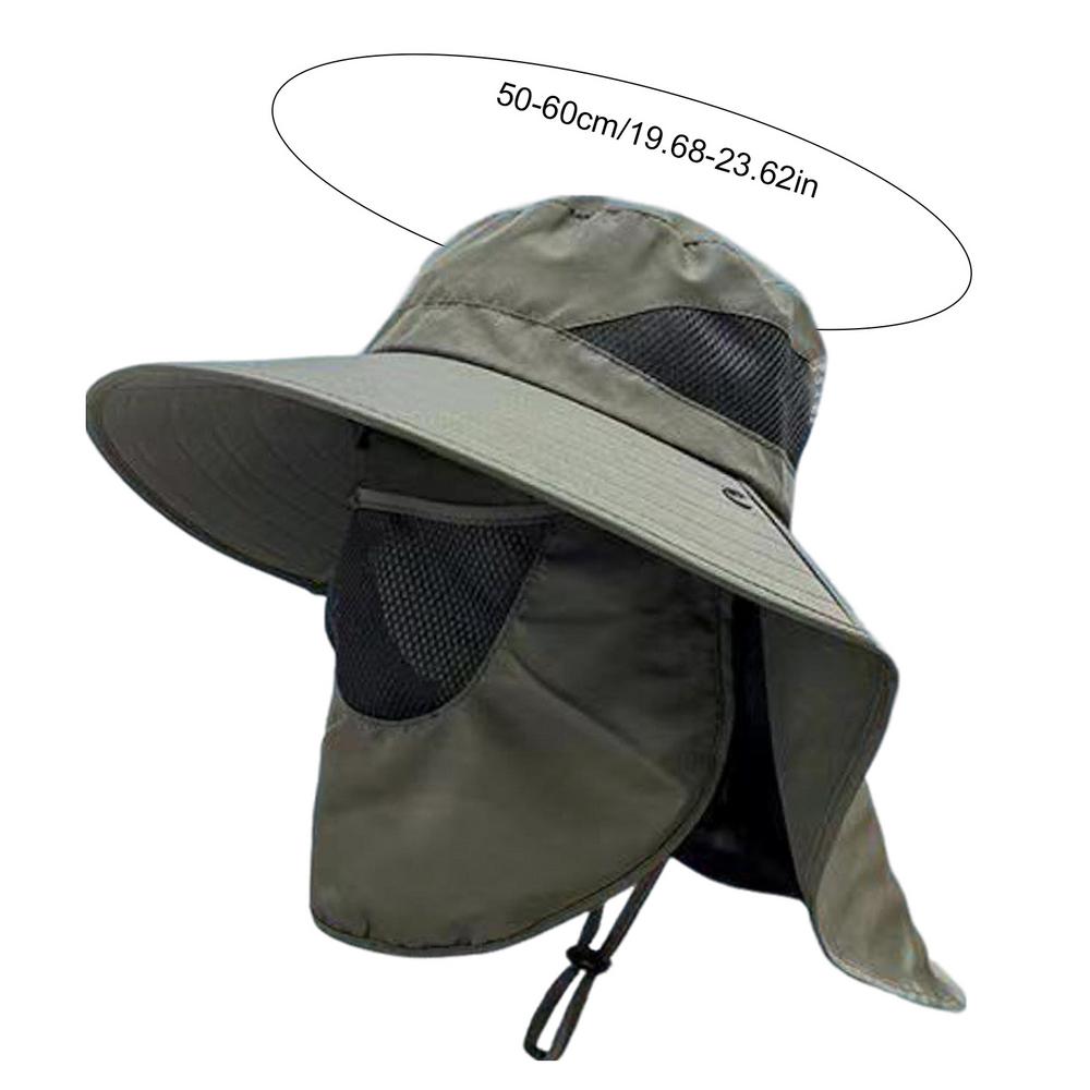 UV Hat Mesh Wide Brim Fishing Hat With Face Cover & Neck Flap Bucket Hats Sun Protection Hat For Beach Fishing Hiking Camping
