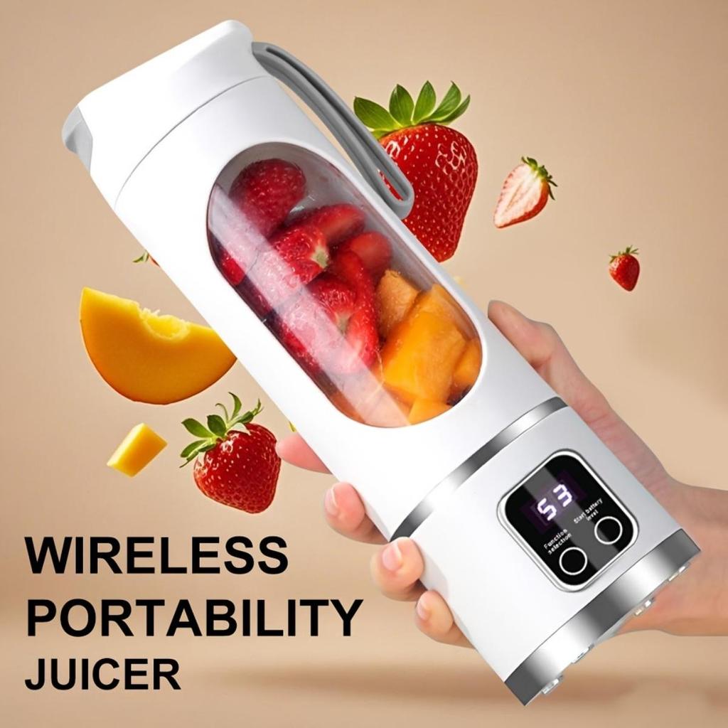 Portable USB-Rechargeable Blender & Juicer - Easy Clean, Perfect for Fruit & Vegetable Drinks, 12 Blades, Dual Motors/10 Blades, Single Motor.