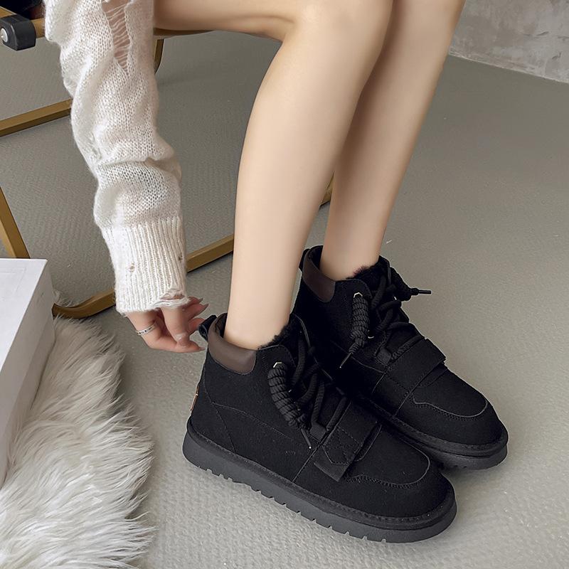 Large size couple snow boots women's autumn and winter new European and American retro velvet thickened warm snow boots