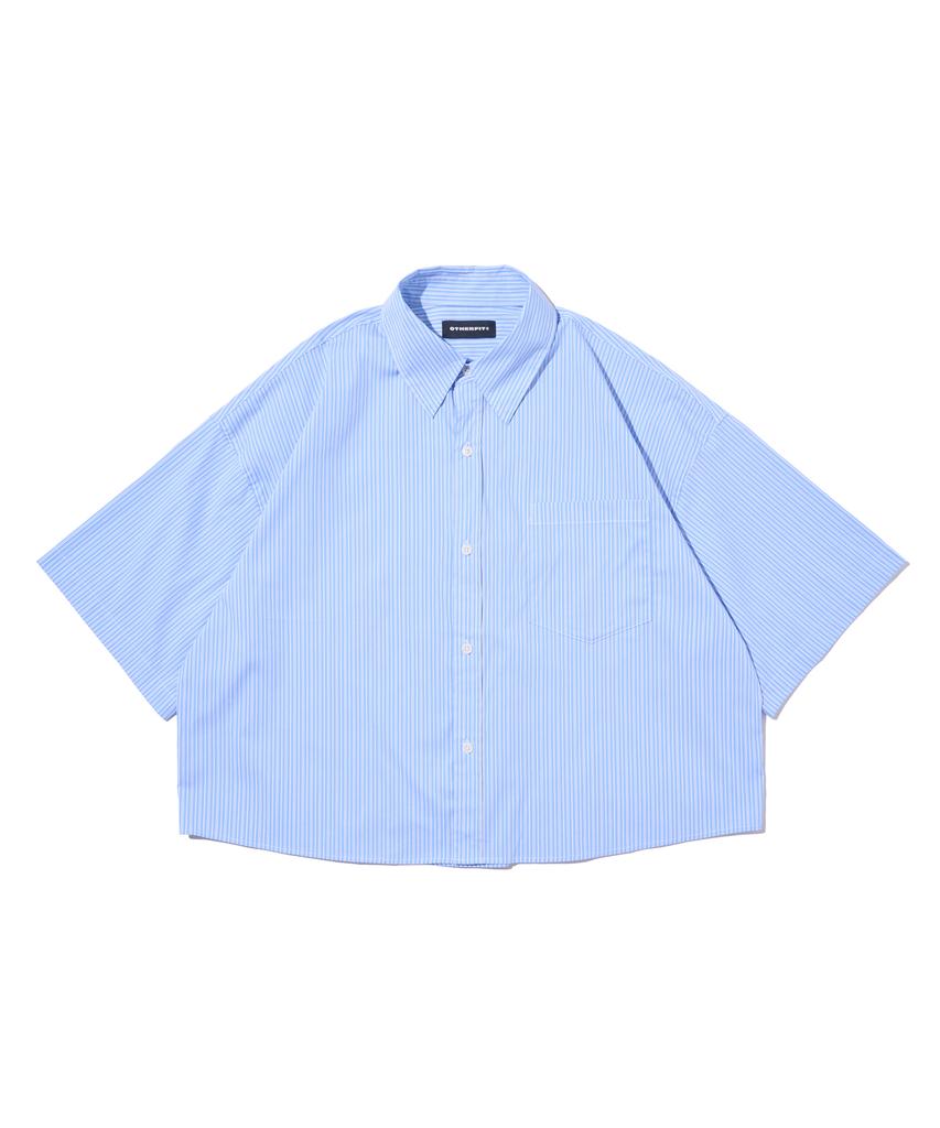OTHERFITS Striped Marine Crop Shirt (Sky Blue)