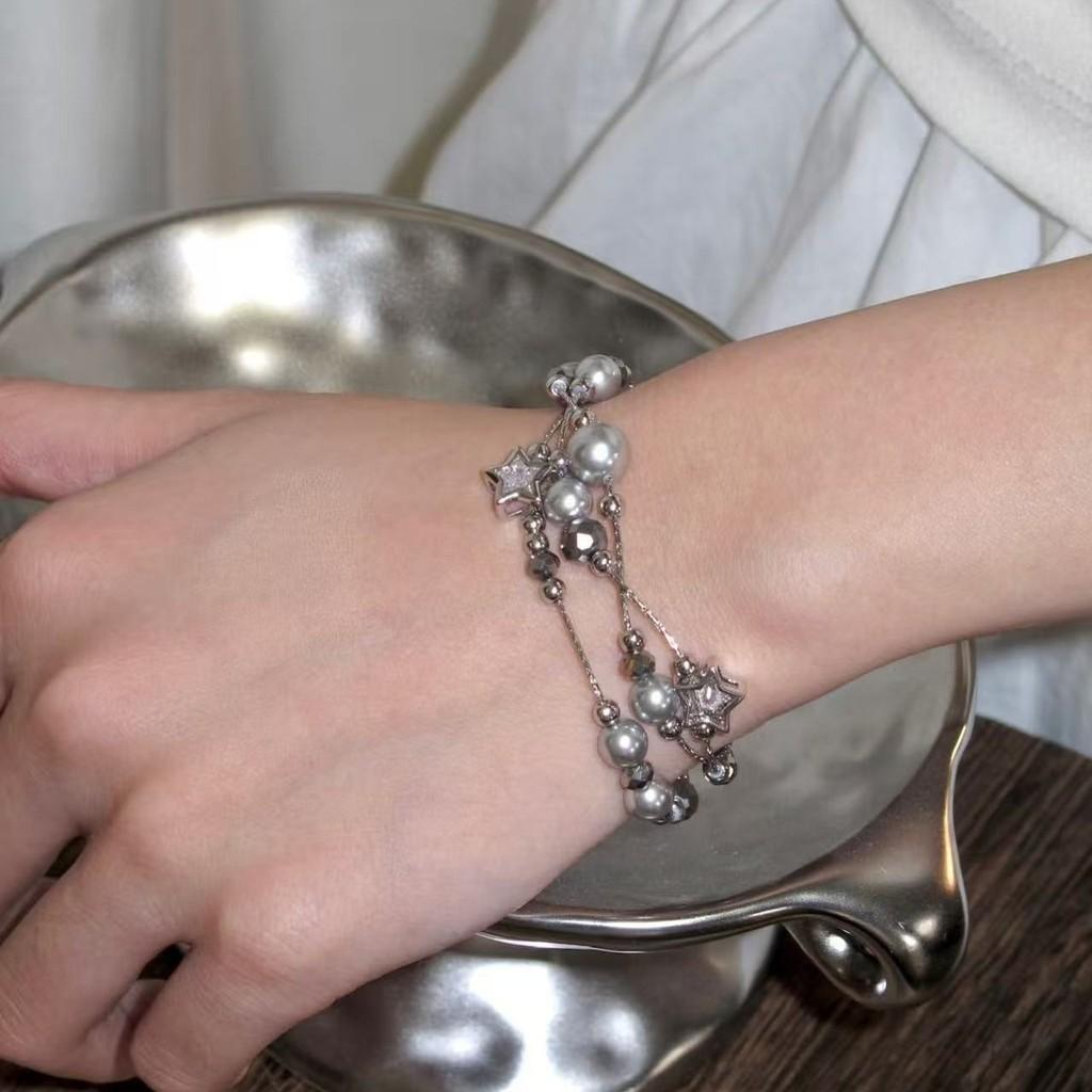 Handmade Star Design Pearl Womens Bracelet With Titanium Steel For Daily Accessories Gift