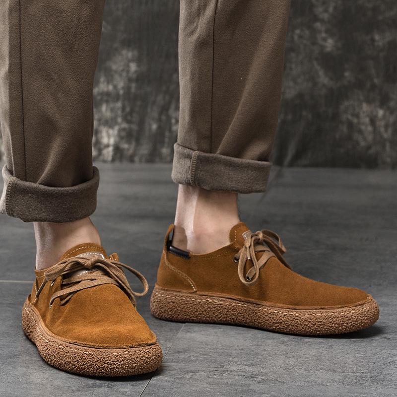 Men's European Thick-Soled Retro Suede Loafers for Outdoor Casual Wear