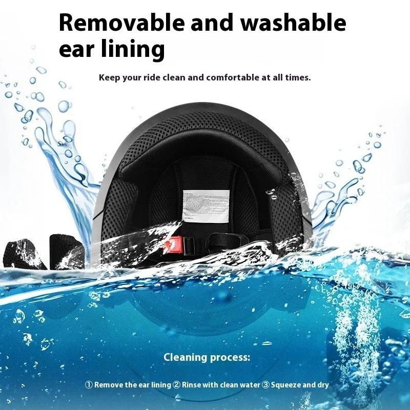 Motorcycle head double lens visor light scooter electric car retro open helmet 3/4 half helmet top protective mask