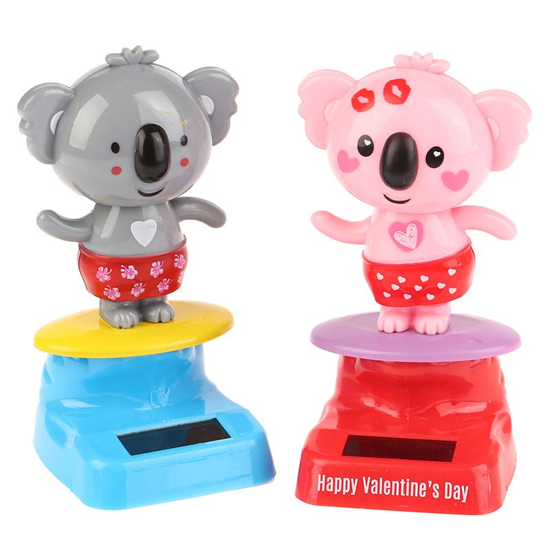 Kawaii Cartoon Koala Ornaments Solar Power Shaking Head Toy Car Ornament Decor