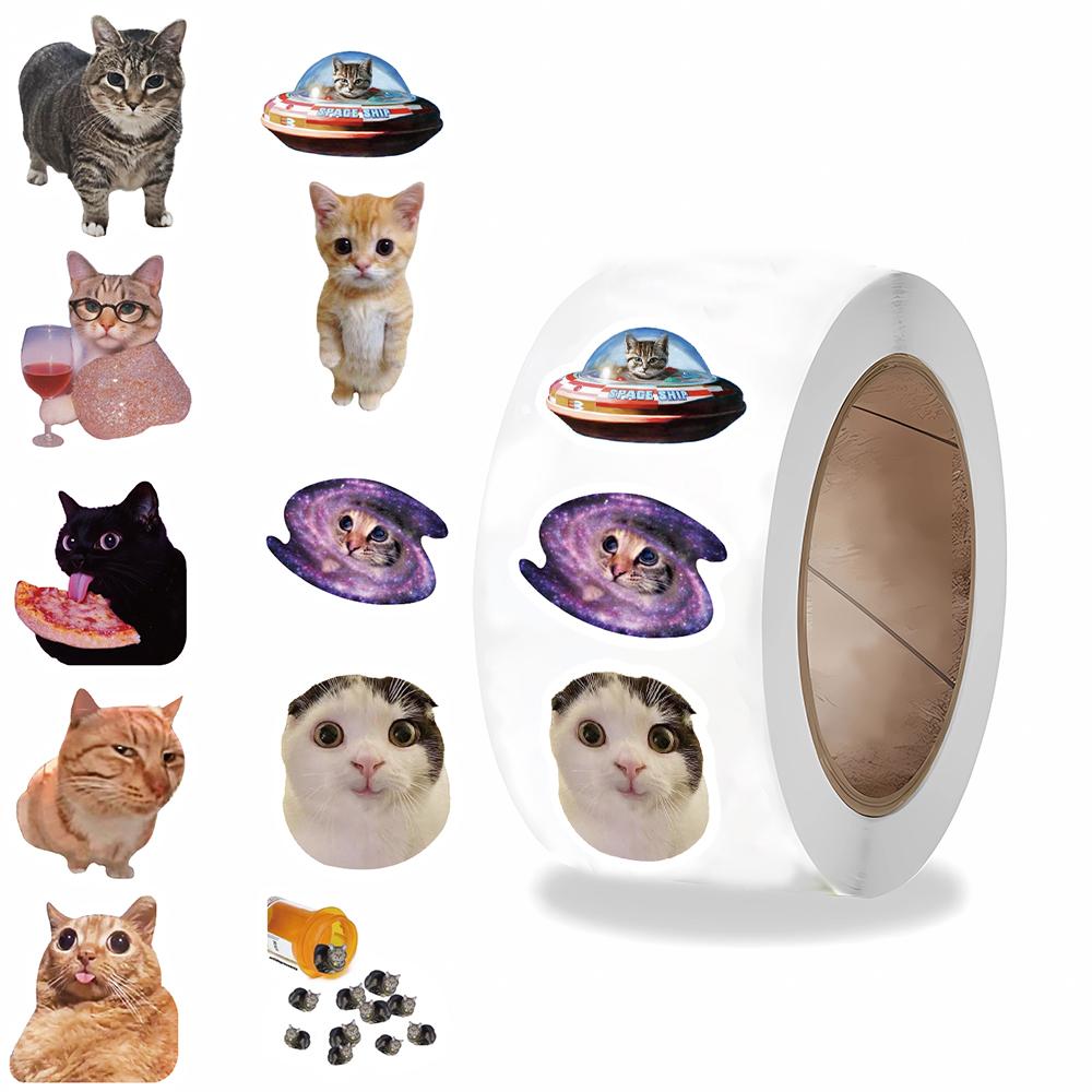 

500PCS Cute Cat Roll Stickers Nostalgia Laptop Luggage Harajuku Personalized Coffee Phone Art Landscape Skateboard Sticker