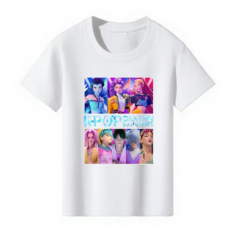 Kids Clothes KPop Demon Hunters Saja Boys Soft Boys Girls T Shirt Summer Fashion Cool Kids Tee Cosplay Costume