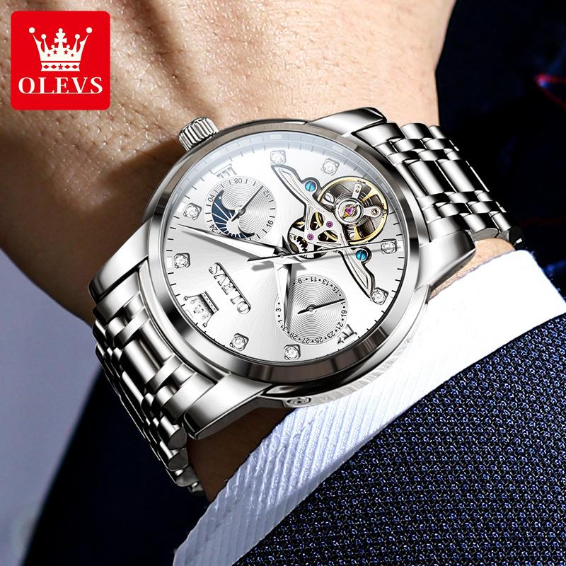 OLEVS Brand Multi-function Tourbillon Men's Watch Mechanical Watch Glow-in-the-dark Trend Men's Watch Business Model