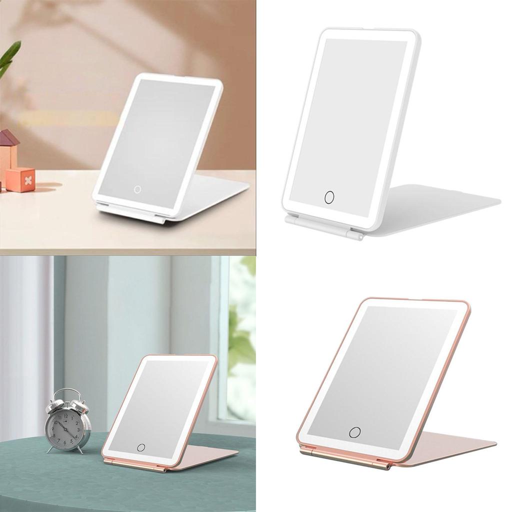 LED Foldable Travel Makeup Mirror Thin Portable Tabletop Cosmetic Mirror