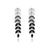 Diamond Black Leaf Fringed Earrings Women, Mori Light Luxury Individual Design Sense Gradual Change Color Fashion Earrings