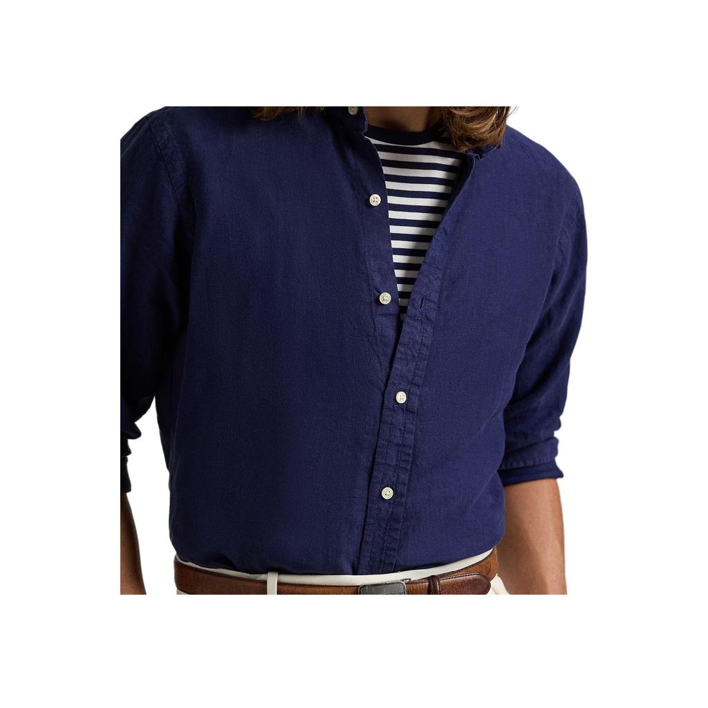 Polo Ralph Lauren Long Sleeve Button Front Solid Shirt Men shirts Dark-Blue 710964097-004