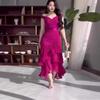 2025 Summer Women's Sweet Style Sleeveless Slim-Fit Solid Color Mid-Waist Long Dress