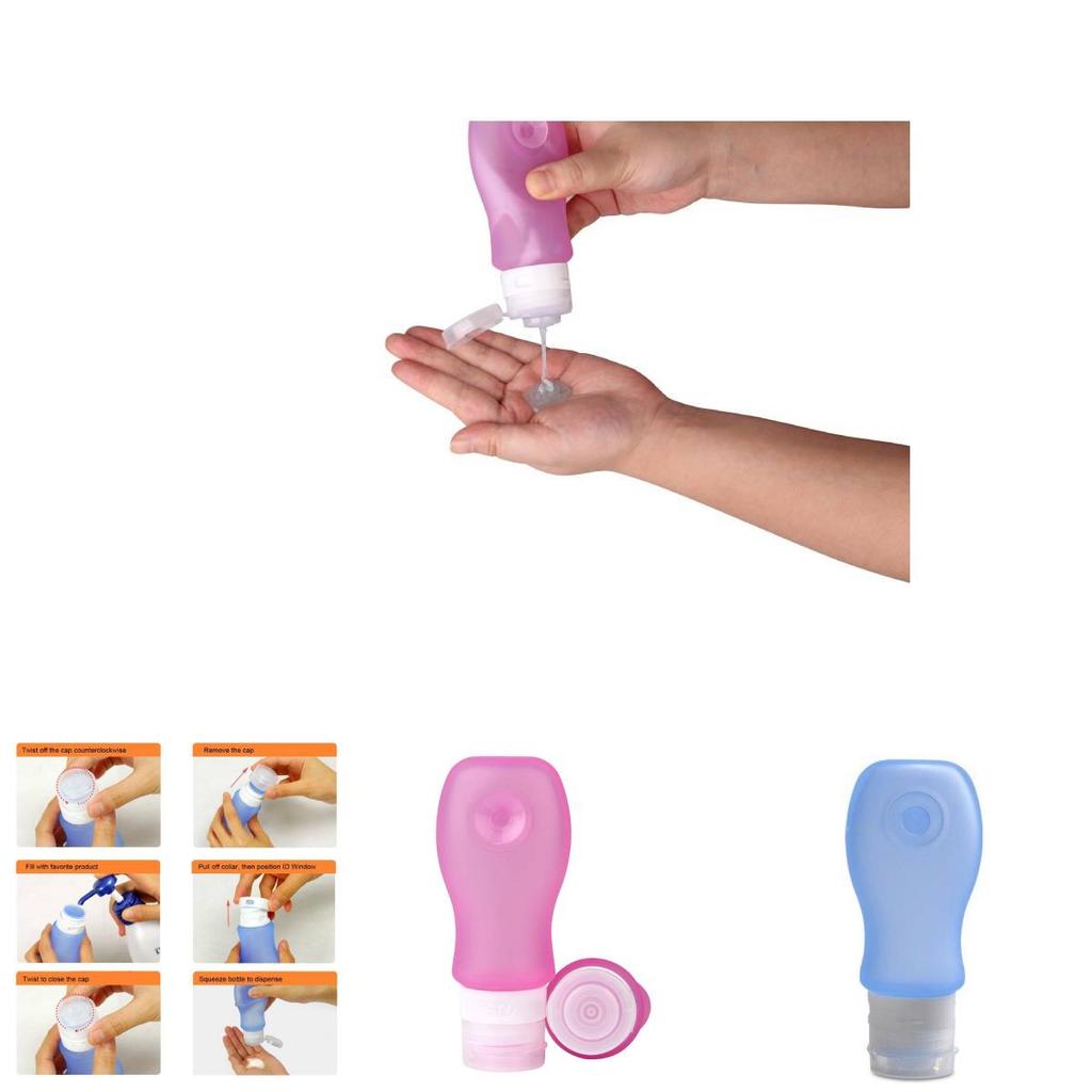 Silicone Travel Containers With Flip Cap For Cosmetics And Body Wash