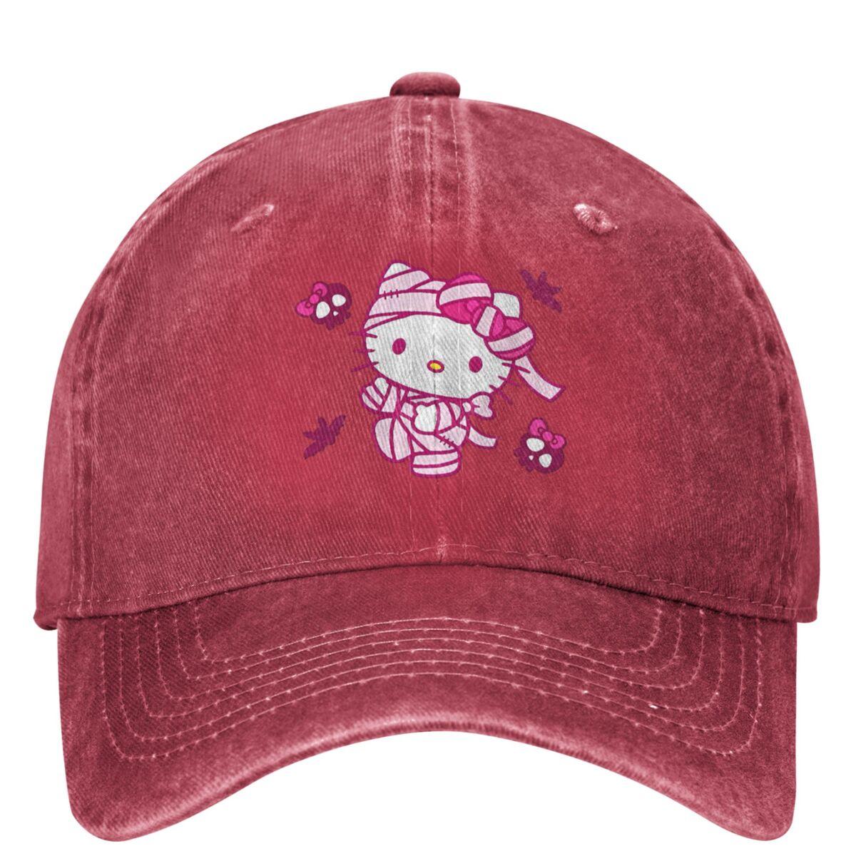 

Halloween Hello Kitty Cartoon (3) Denim Baseball Cap Outdoor Sun Trucker Hat Summer Women Unisex y2k Funny Design Snapback Cap 1200ml