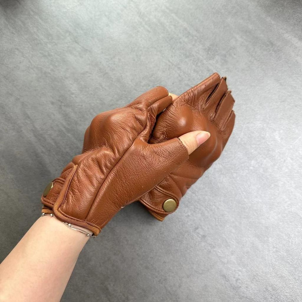 Motorcycle Riding Gloves Leather Motorcycle Riding Protective Gear Cowhide Full-Finger Anti-Slip Gloves