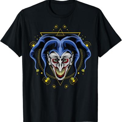 Mad Evil Clown Psycho Scary Joker Jester Gift for Lovers Fun T-Shirt