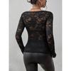 Women's Autumn and Winter New Sexy Single-layer Floral Lace Scalloped Decoration Bottoming Small Shirt Tops