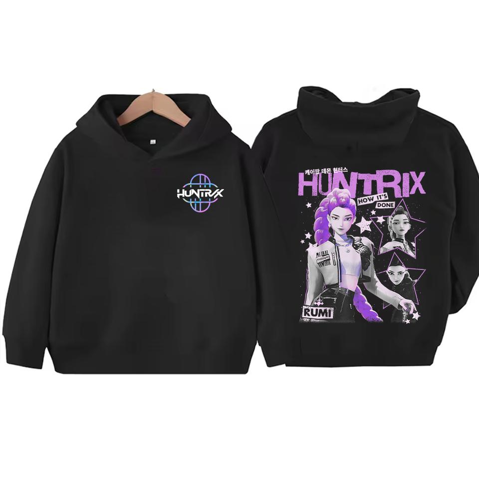 Girls Hooded Sweatshirt Warm KPop Demon Hunter Rumi Derpy Cartoon Boy Children's Korean Wave Fashion Casual Tops Casual Clothing