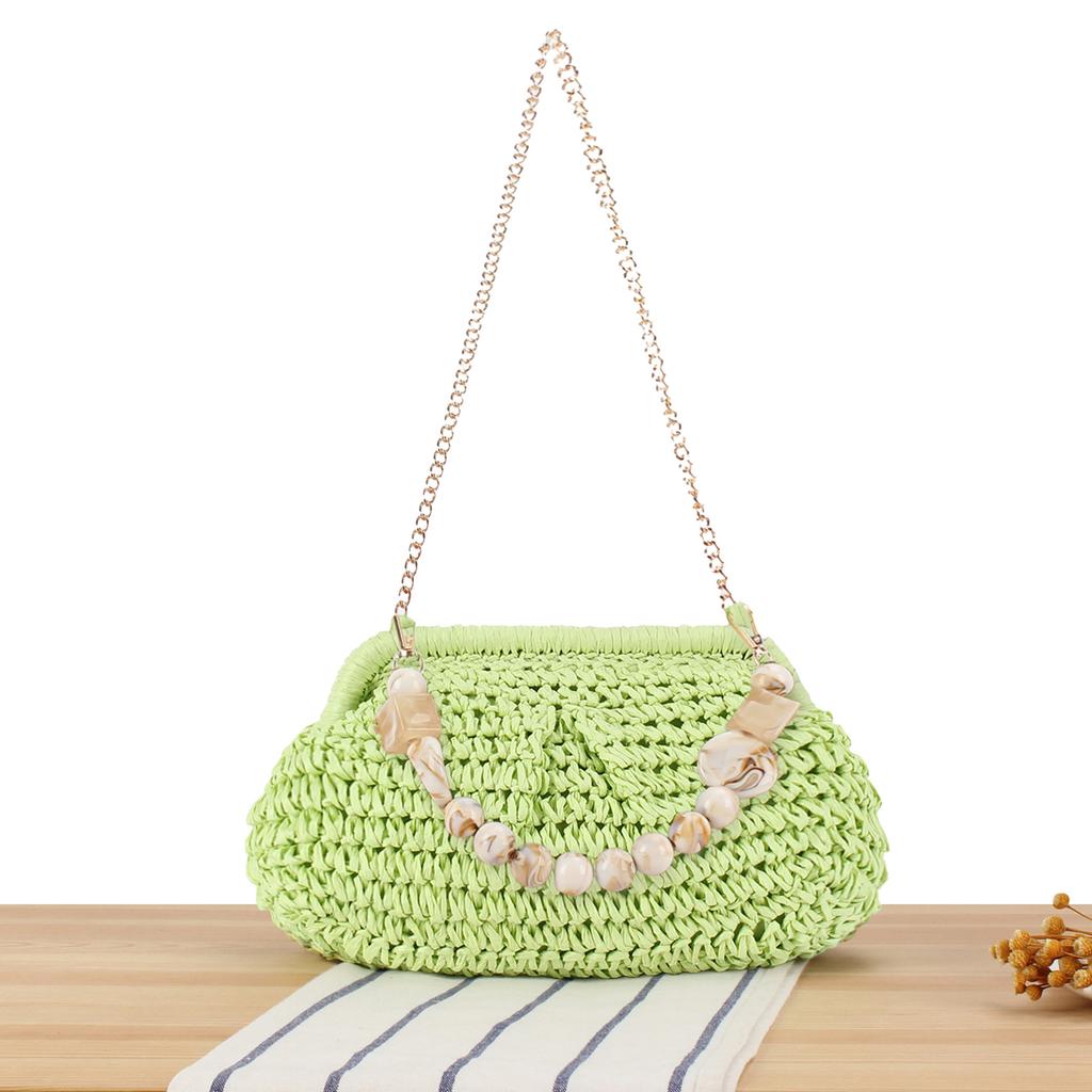 Neue Pastell-Webtasche für Damen, Bonbonfarbene Geometrische Geflochtene Tragetasche, Vielseitige Umhängetasche für den täglichen Freizeitgebrauch & Strandurlaub, Nischendesign