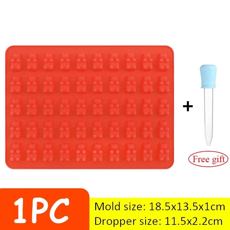 Silicone Mini Gummy Bear Mold DIY Chocolate Jelly Candy Cake Fondant Mould with Dropper Household Making Mold Baking Supplies