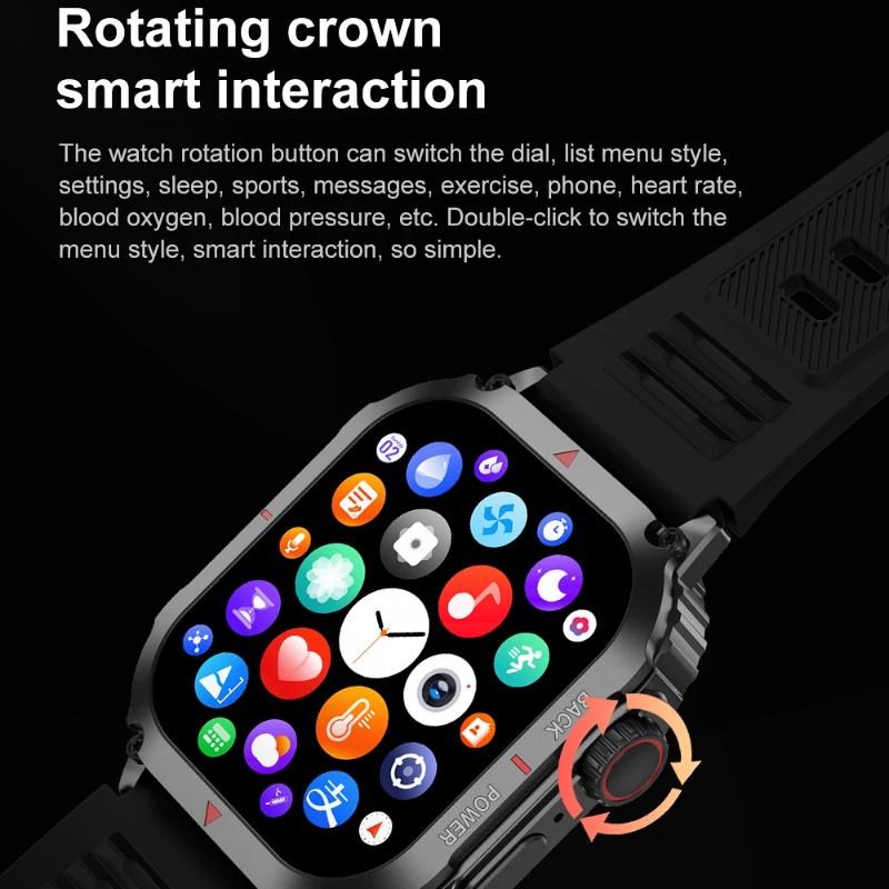 2025 New Military Smart Watch Men Outdoor GPS Sports Fitness Tracker Health Monitor 1.95" BT Call Smartwatch For Xiaomi Huawei