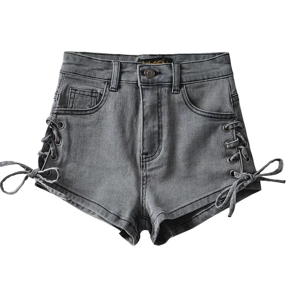 Europees-Amerikaans Pittig Meisje Zomer Uitgesneden Knoop-Up Denim Shorts - Slim Fit, Heup-Omhelzende Hotpants voor Vrouwen