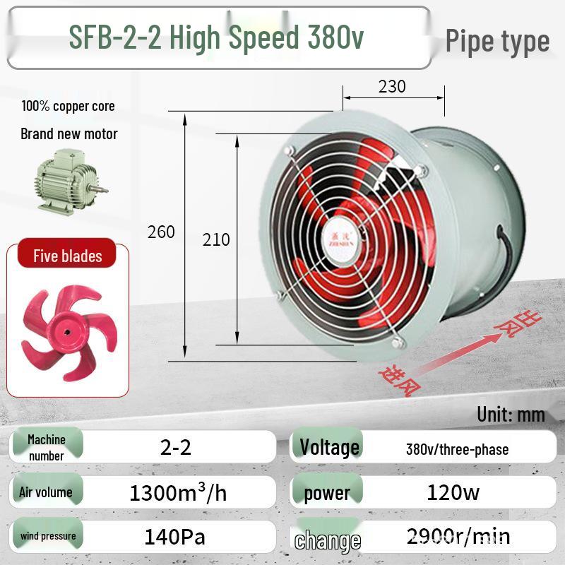 Zhejiang Yishen Oil & Moisture-Proof High-Temperature Axial Ventilation Fan for Industrial Kitchens, 220V/380V.