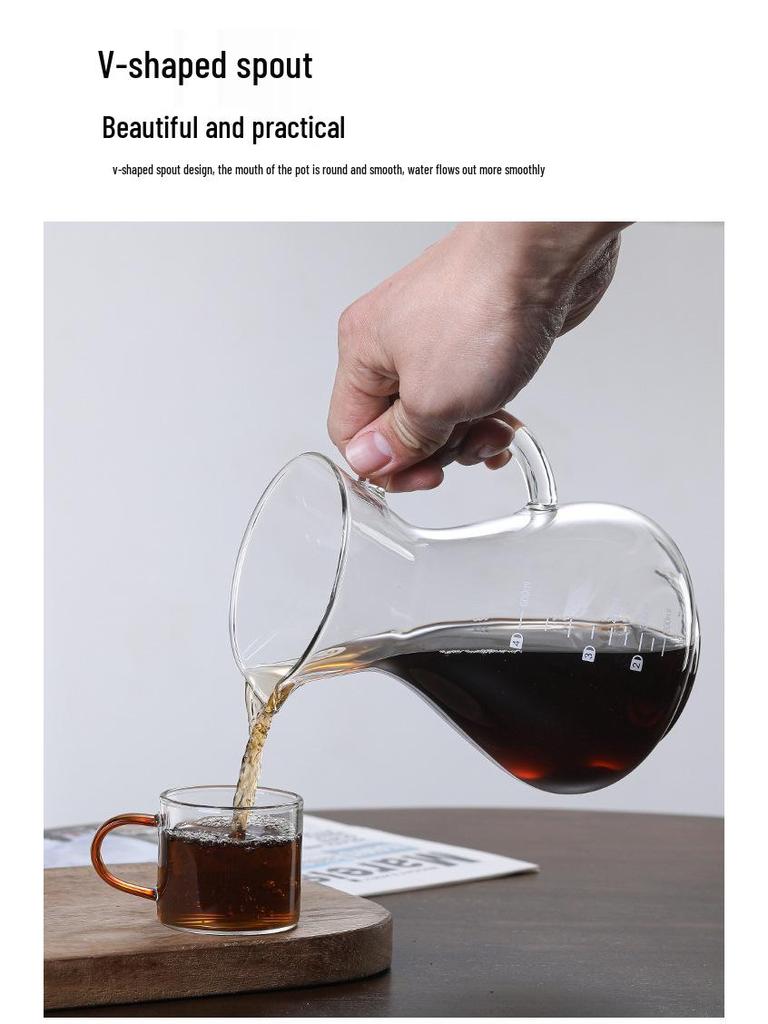 Glass Coffee Pot with Handle & Scale - Pour Over Coffee Drip Filter Set