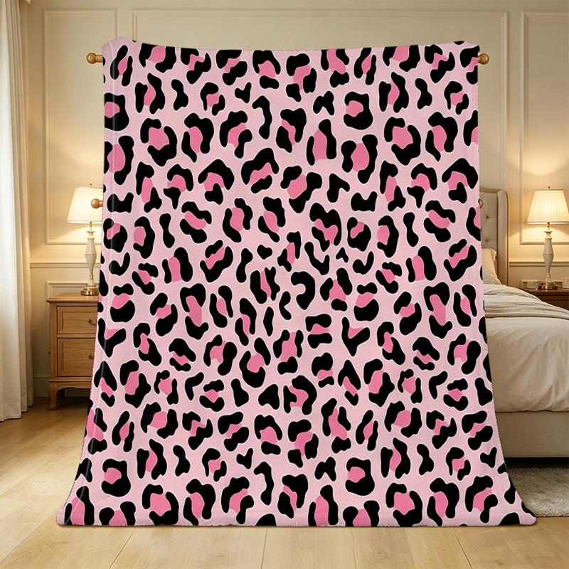 Leopard Print Flannel Fleece Blanket Cozy High-Density Plush, Soft Warm Throw for Home, Couch, Halloween & Christmas