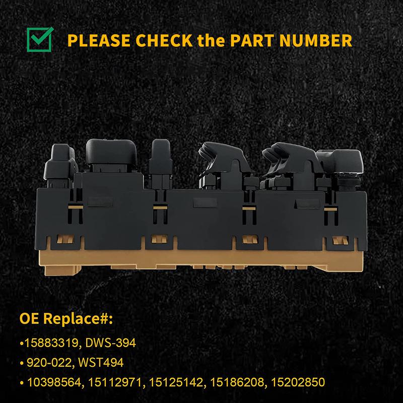 15883319 DWS-394 Power Window Switch for Hummer H2 Chevrolet Suburban Avalanche GMC Yukon Sierra 2003-2006 Front Driver Switch