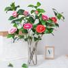 Real Touch Silk Camellia Flowers Branch Plastic Fake Flower  Balcony Decoration