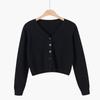 Korean-style Loose High-Waisted Knit Cardigan - Women's Long-Sleeve Short Sweater Coat for Spring & Autumn