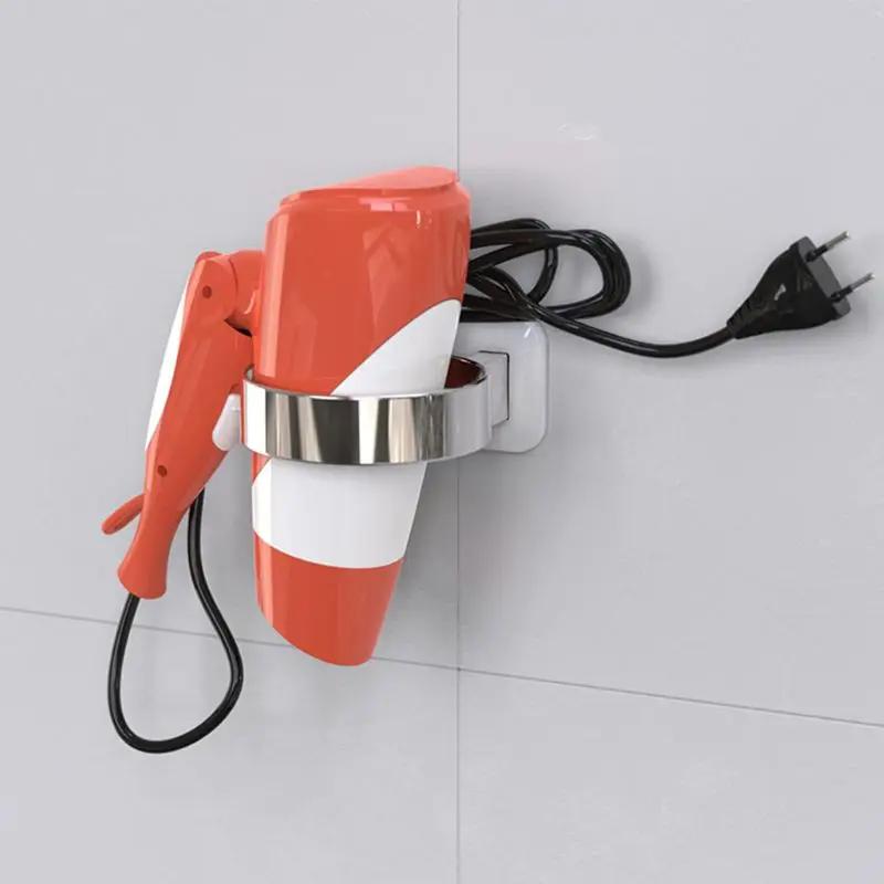 Punch Free Hairdryer Storage Rack Wall Mounted Hair Dryer Holder Stand Shelf for Home Bathroom Dressing Room No Drill Organizer
