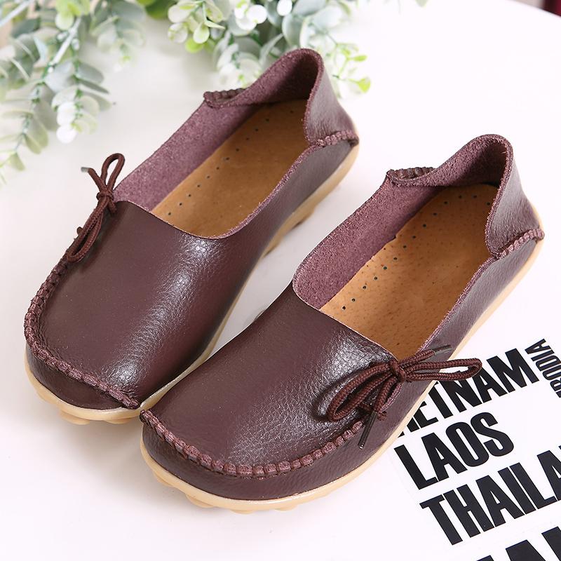 Damskie buty na platformie Oryginalne skórzane buty dla mamy Sznurowane Regulacja szczelności Retro Wygodne chodzenie Antypoślizgowe buty w dużym rozmiarze