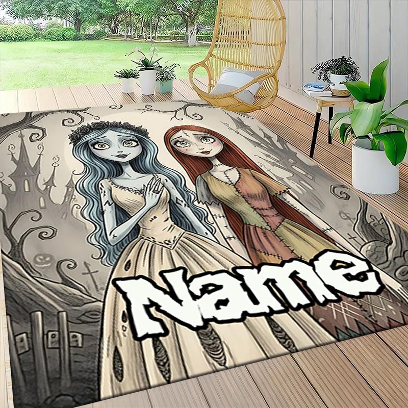 Custom Name Unicorn Pink Flowers Carpet Rug Customizable Soft Washable Anti-Slip Home Living Room Sofa Mats Personalized Rug. 0909122
