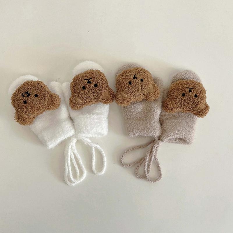 Futrzane Rękawiczki Rękawice Zimowe dla Malucha Dziewczęce Chłopięce Pogrubione Przytulne Ocieplacze na Ręce Wiatroodporne Rękawice Unisex Rękawice z Polaru Koralowego