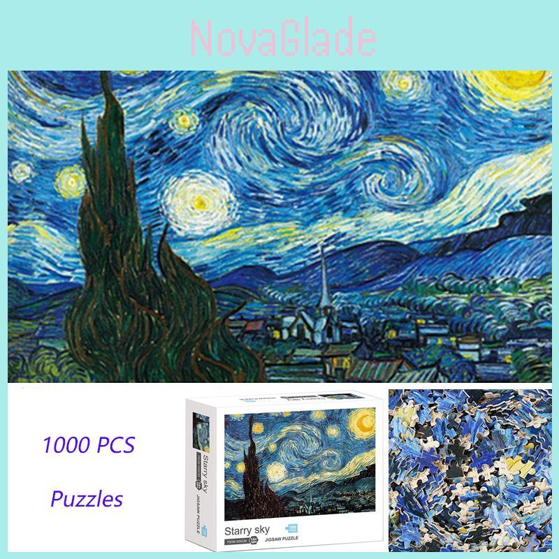 Quebra-Cabeças de 1000 Peças Para Adultos e Crianças Apresentando o Design A Noite Estrelada