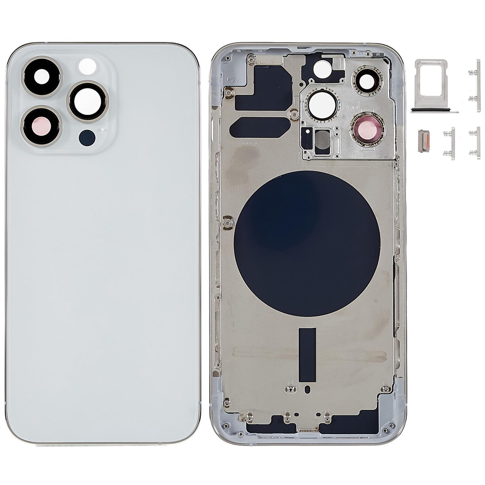 

For iPhone 13 Pro 6.1 inch Back Battery Housing Cover+Middle Plate Frame+Side Buttons Replacement Part (without Logo) Silver