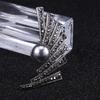 Black Enamel Brooches Women Men Metal Pearl Plants Leaves Party Brooch Girls' Bag Hat Accessories Jewelry Decoration
