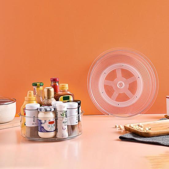 Organizér Lazy Susan Stojan na kořenky Otočný o 360 stupňů Velkokapacitní Průhledný Stolní Otočný talíř Držák na kořenky