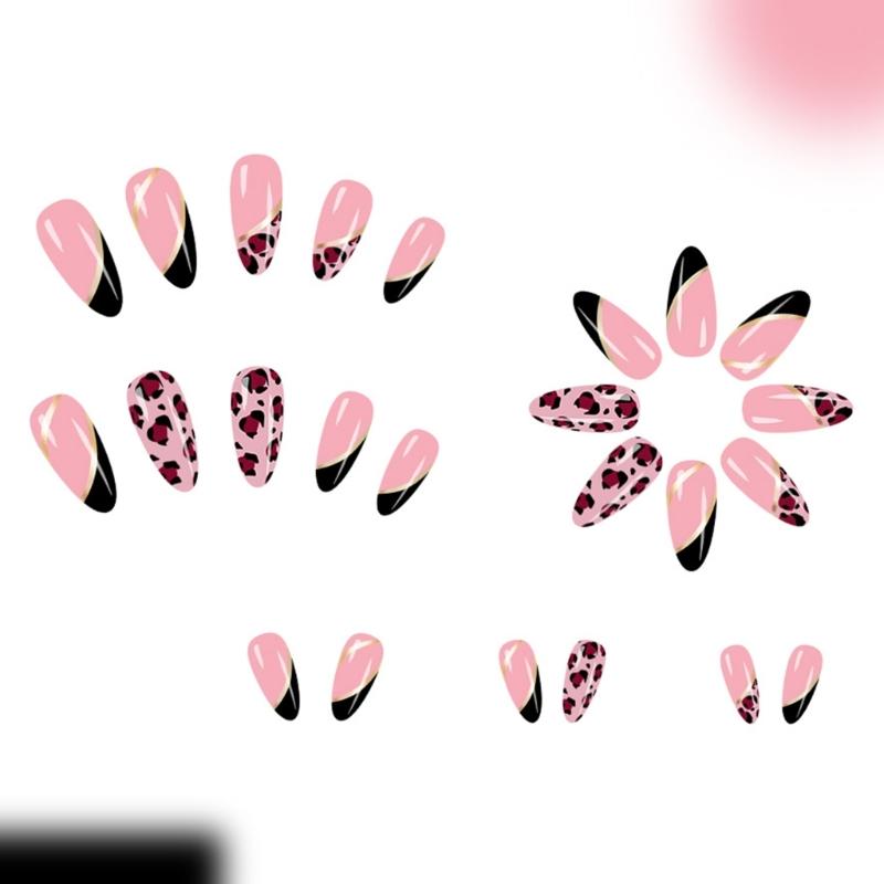 Quick Stick Ongles Faux Ongles Imprimé Léopard Réutilisables Ongles Artificiels Press-On Ongles Multiples Tailles Faciles à Porter Non Toxiques