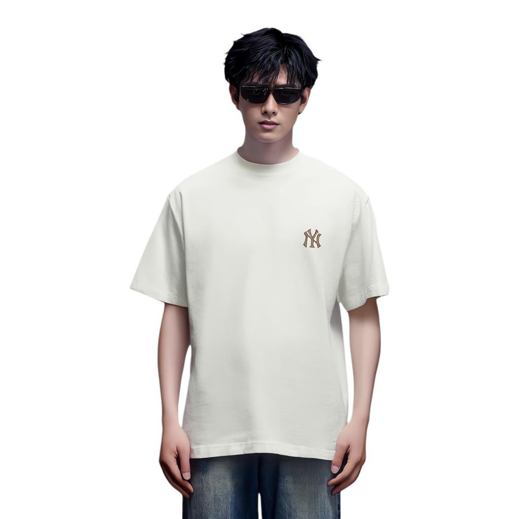 MLB Logo Loose Fit Round Neck Short Sleeve T-Shirt Unisex T-Shirt Cream 3ATSM0854-50IVS